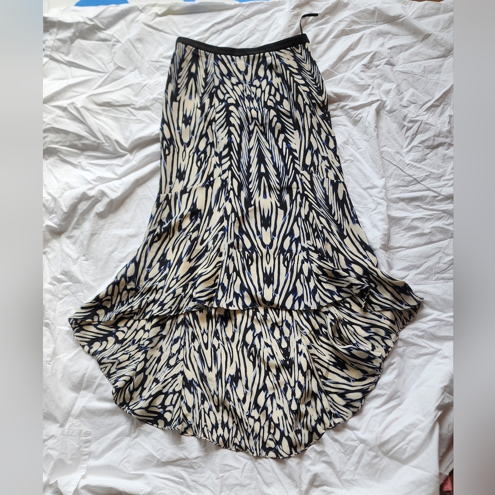 Leifsdottir Asymmetrical Graphic Print Silk Skirt